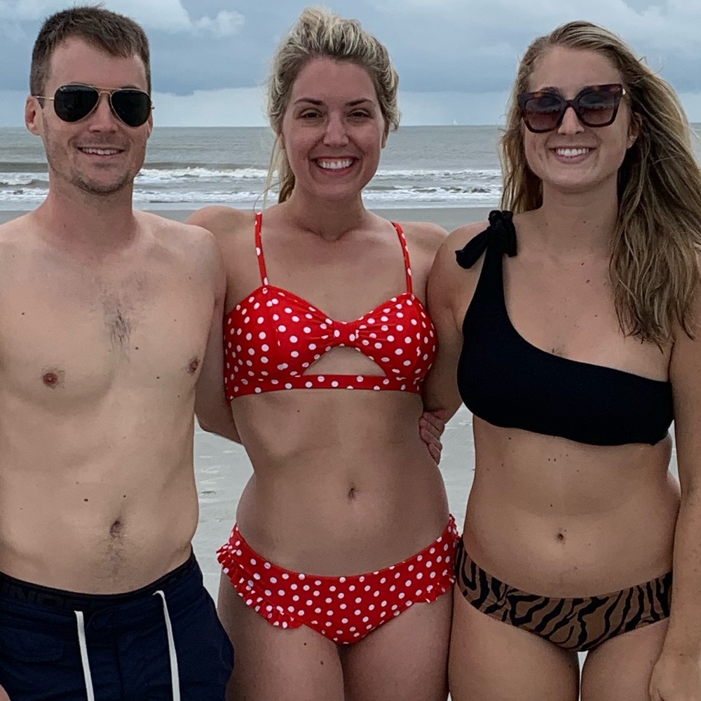 Red polka dot bikini